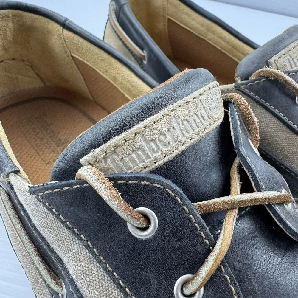 Timberland Men’s Annapolis 2I Leather Boat Shoes Blue Size 12 M Moc Toe